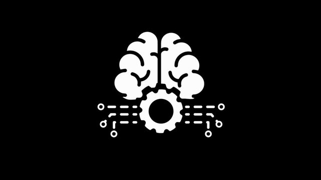 Deep learning, artificial intelligence network animation isolated on black background