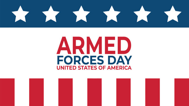 Armed forces day banner with usa flag stars and stripes design honoring military service patriotic united states celebration vector illustration
