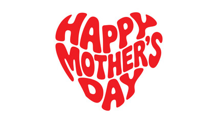 Happy mothers day typography in heart shape bold lettering design for greeting card celebration love holiday creative minimal vector illustration © Zavivec
