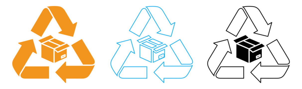 Recycling symbol variations packaging and electronic waste management
