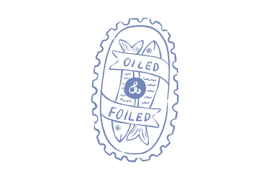  Funny Oiled and Foiled Fish Quote Sardine Stamp Design