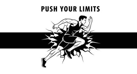 Fototapeta premium Athlete Breaking Through Barriers, Pushing Limits, Sprinting Motivation