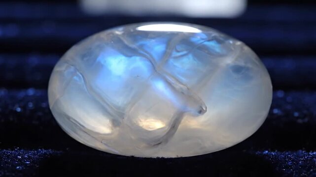 A Glowing Moonstone Gemstone Displaying Internal Reflections