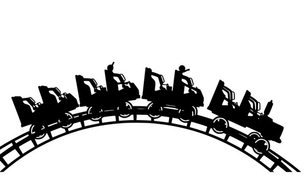 Roller-coaster train silhouette vector illustration amusement park ride icon