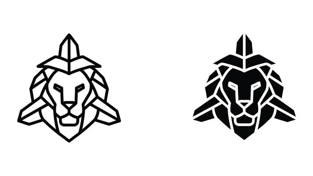 Contrasting lion logos with geometric and solid black designs