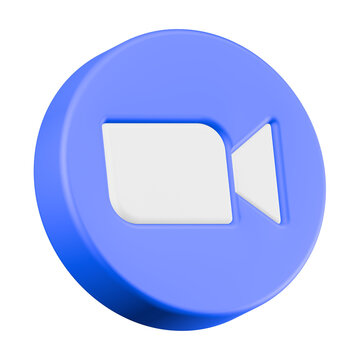 logo Zoom video conferencing application icon, depicted in a modern 3D rendering style. 