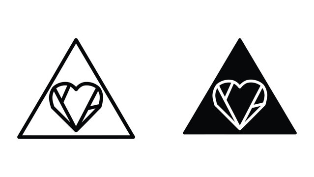 Contrasting heart symbols within equilateral triangles displaying different backgrounds