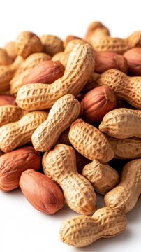 Pile of peanuts on white background