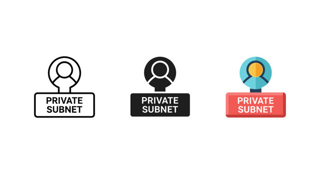 Private subnet icons, network security symbols
