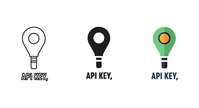 API key icons in different styles on white background