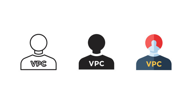 VPC network icons set, virtual private cloud symbols