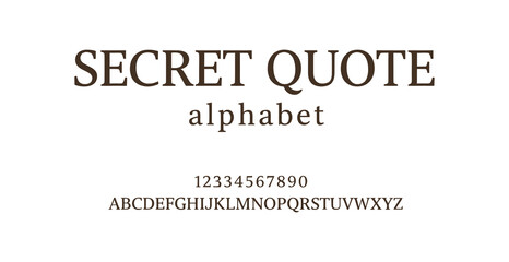 Obraz premium A typographic design featuring a secret quote alphabet with numbers and letters on a white background