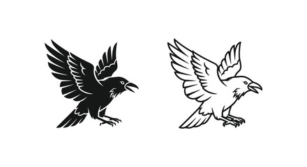 Fototapeta premium Eagle Raven Symbols: Powerful Mythical Bird Emblems Vector
