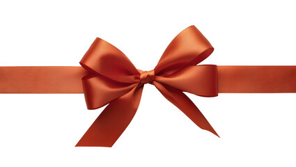 Fototapeta premium Satin orange ribbon tied in a bow, isolated on transparent background