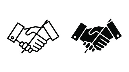 Obraz premium Two contrasting handshake icons representing business agreements and partnerships