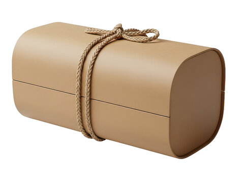Brown cardboard gift box tied with a simple braided rope string