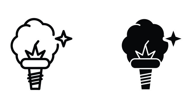 Contrast between a glowing light bulb idea and an exploding one for creativity versus failure