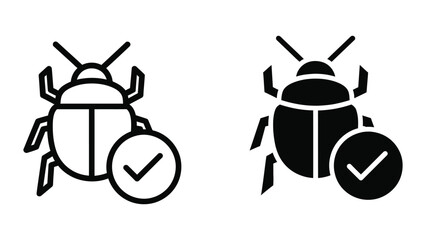 Comparison of approved and rejected ladybug icons with checkmarks and x-marks © Jahidul