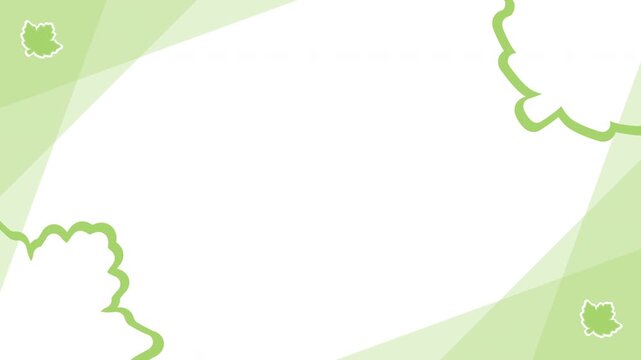 カエデとシンプルなビジネスコーナーフレーム 若葉色 パターン03 背景 白 ループ