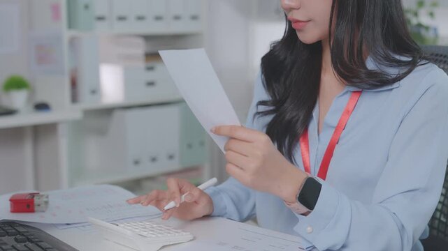 Expenses finance credit. Credit cost budget. writing on a calendar and using a calculator. Accountant, hands with calculator, expenses or bills. audit for economic market, tax assessment planning.