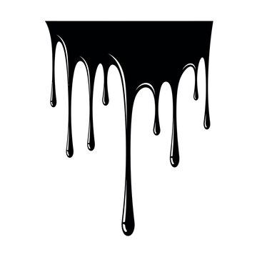 Black Liquid Dripping Down Surface Slowly.