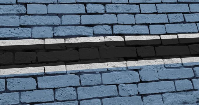 A panning video of a brick wall with the botswana flag