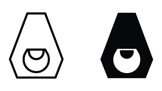 Contrast of outlined and solid pentagonal shapes with semicircular cutouts