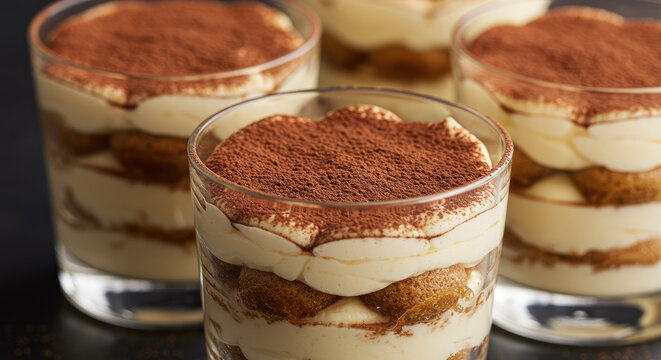 Rich Tiramisu Layers Dusted With Cocoa Powder