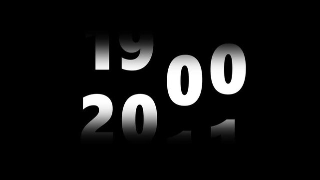 Analog counter counting up from 1960 to 2039 background. Time-lapse speed. Happy new year eve number counter. 4K footage motion graphic video rendering. animation alpha channel