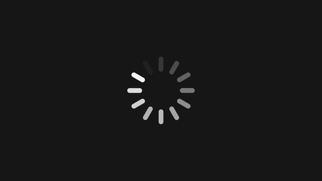 Animated loading white spinner, showing progressive motion in circular pattern against dark background