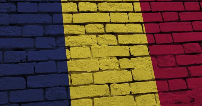 A panning video of a brick wall with the chad flag
