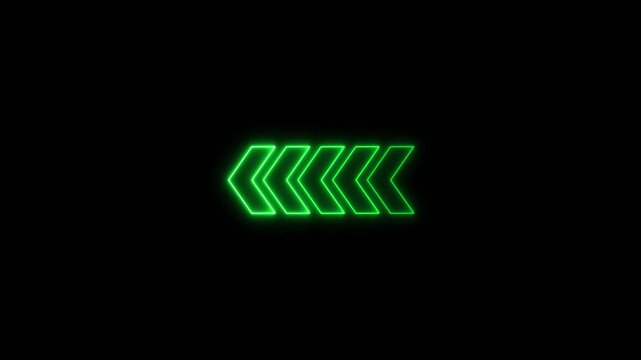 Glowing neon arrow icon concept animation, arrows sign right to left animation concept, arrow loop animation left direction concept.