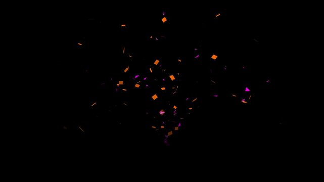 Scattered colorful triangles floating against a dark background.