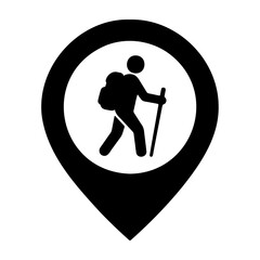 Hiking trail location pin vector icon for outdoor adventure and travel destination mapping app design © black man