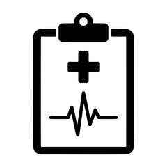 Obraz premium Medical report clipboard with heart rate pulse and plus sign for healthcare and diagnosis design