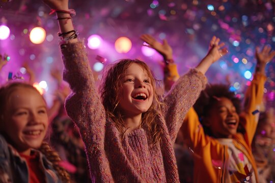 Children Raising Hands in Kids Worship