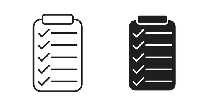 List icon in black color. Vector icons on white background