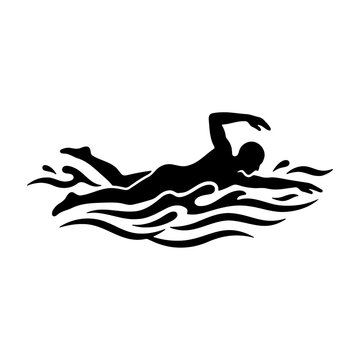 Swimming silhouette vector art for swimmer sport competition and water sports athlete design