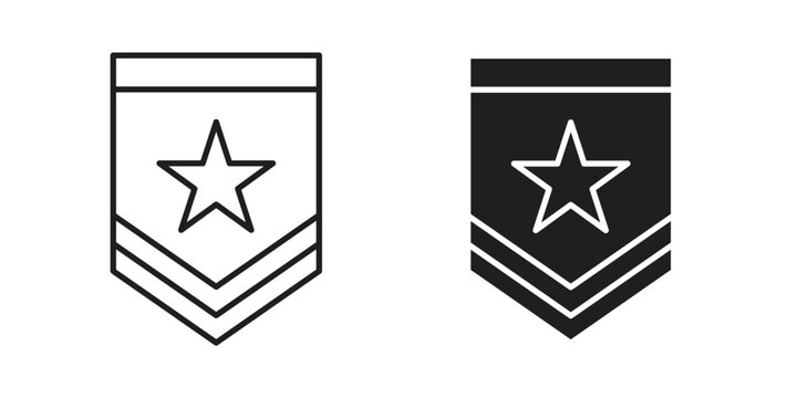 Military rank badge icon in black color. Vector icons on white background