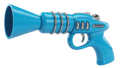 Naklejka premium Blue science fiction blaster toy with metallic accents isolated on a white background, for play