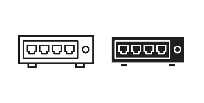 Network switch icon in black color. Vector icons on white background
