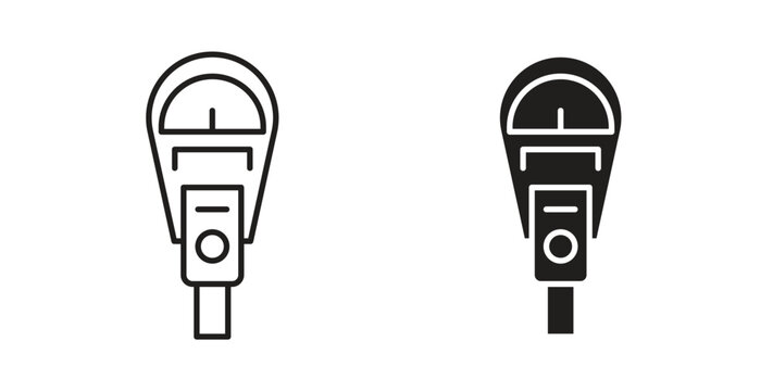 Parking meter icon in black color. Vector icons on white background