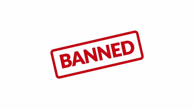 Animated Banned stamp icon . Red stamp Banned business imprint animation denied stamp video. Stamp of Banned text animation on transparent background in 4k with alpha channel