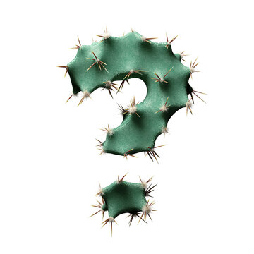 3D Wild Desert Cactus Question Mark with Sharp Spines