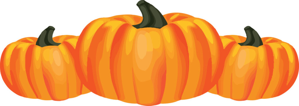 PrintCluster of Three Shiny Orange Pumpkins Vector