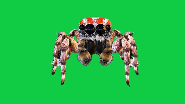 Realistic spider Tarantula moving walking spider net spiderman ant bees fly scorpion The concept of animal, wildlife, horror Halloween 3d animation Green Screen  4K UHD background
