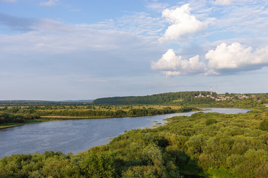 Scenic view of river and lush greenery in Sovetsk, Kirov region, Russia
