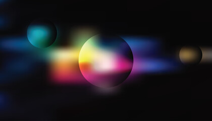 Abstract background with colorful glowing spheres on dark. © Modern Icon Hub