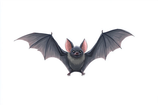 Bat in cartoon style isolated on white background, cute Halloween character illustration with playful design and spooky theme concept