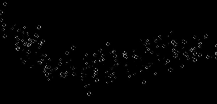 A collection of small white bubbles floating against a solid black background creating contrast